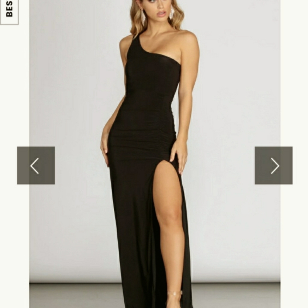 Black One Shoulder Formal Dress